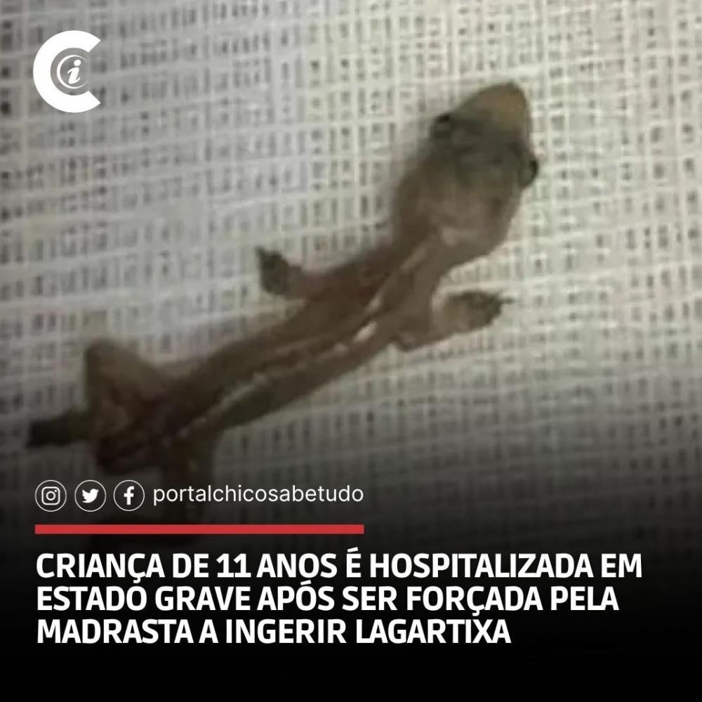 Criança vai para o hospital após ingerir lagartixa.