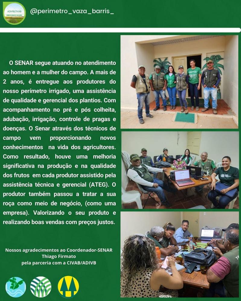 SENAR Transforma a Realidade dos Agricultores com Assistência Técnica e Gerencial no Perímetro Irrigado
