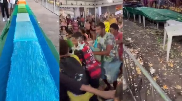 Quem pegou, Pegou! Moradores viralizam ao atacar bolo gigante em aniversário de cidade no Ceará