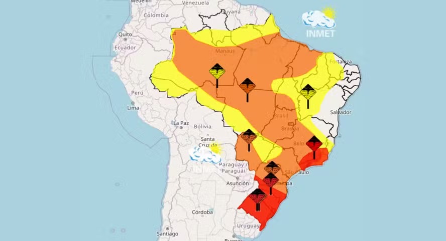Inmet emite alerta vermelho para chuvas fortes a partir desta quinta