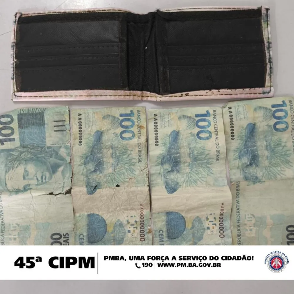 POLÍCIA MILITAR DA BAHIA, POR INTERMÉDIO DA 45ª CIPM, EFETUA PRISÃO EM FLAGRANTE DE HOMEM POR MOEDA FALSA NO MUNICÍPIO DE CANUDOS