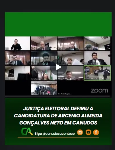 Justiça Eleitoral deferiu a candidatura de Arcênio Almeida Gonçalves Neto em Canudos 