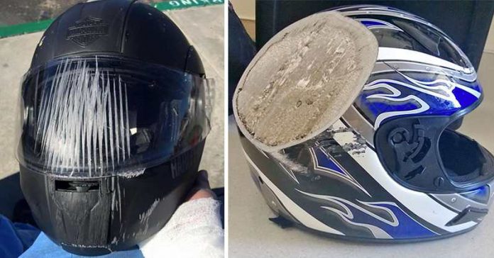 12 Fotos provam que o capacete pode salvar a vida do motoqueiro