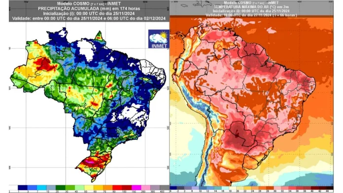 Confira a previsão do tempo para todo o Brasil até 2 de dezembro