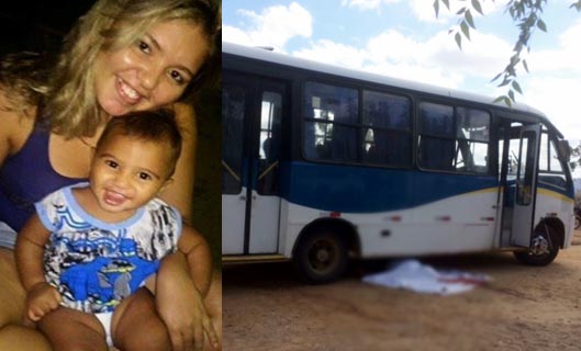 Mãe e filho morrem na hora após serem atropelados por ônibus escolar no Nordeste