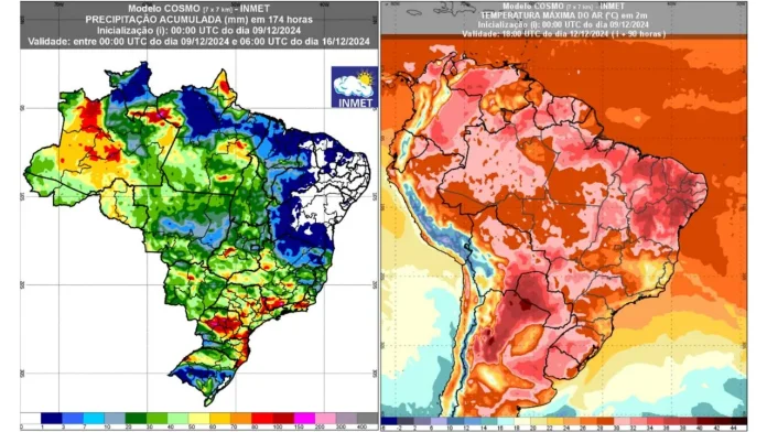 Confira a previsão do tempo para todo o país até 16 de dezembro