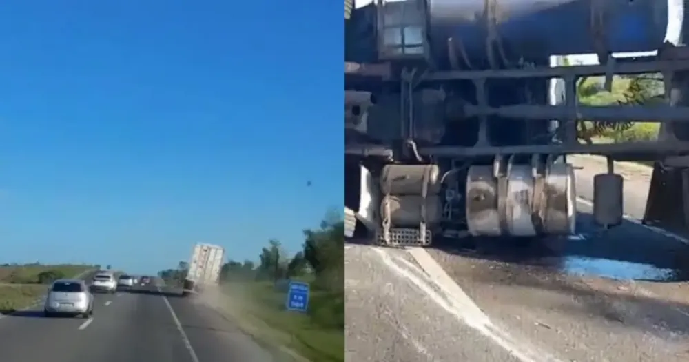 Caminhoneiro visivelmente embriagado tomba carreta na BR-324 e abandona veículo antes da chegada da PRF
