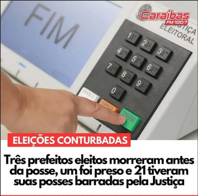 Três prefeitos eleitos morreram antes da posse, um foi preso e 21 tiveram suas posses barradas pela Justiça
