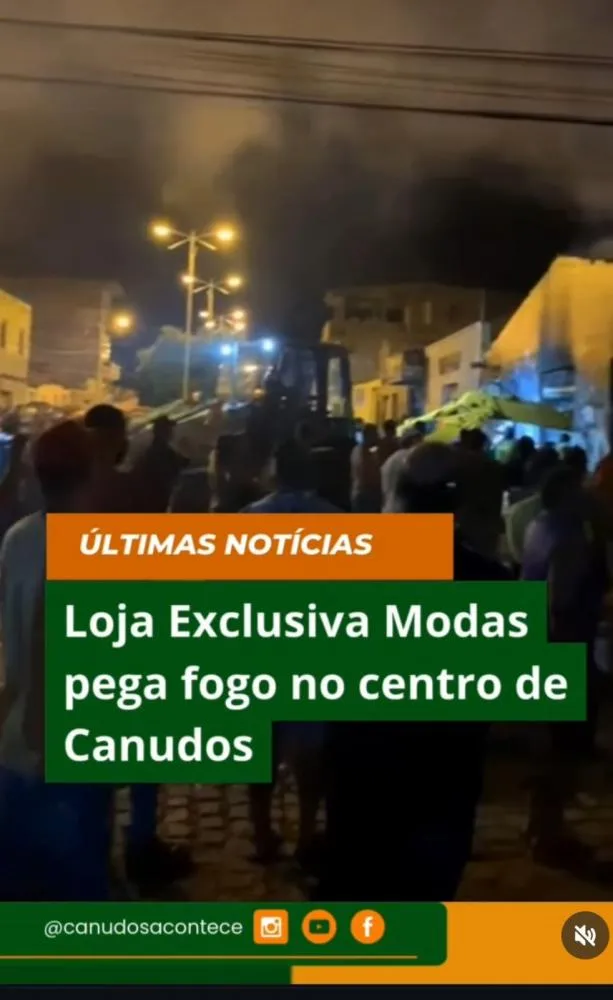 Loja Exclusiva Modas pega fogo no centro de Canudos