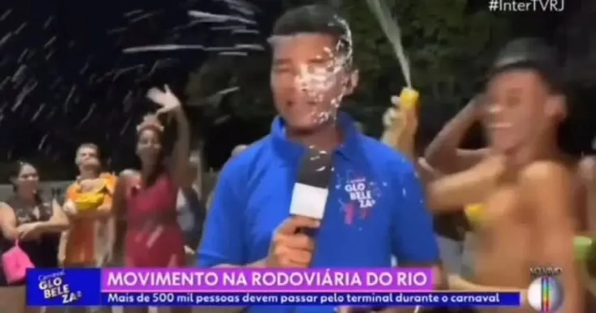 Repórter da Globo é surpreendido por spray de espuma e tem celular roubado durante transmissão do Carnaval;