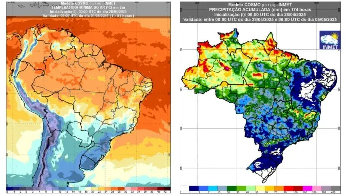 Confira a previsão do tempo oficial para todo o país até 5 de maio