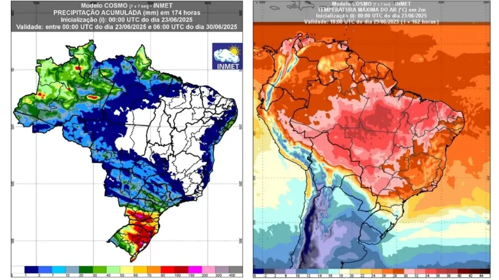 Inmet divulgou previsão do tempo para todo o país até 30 de junho