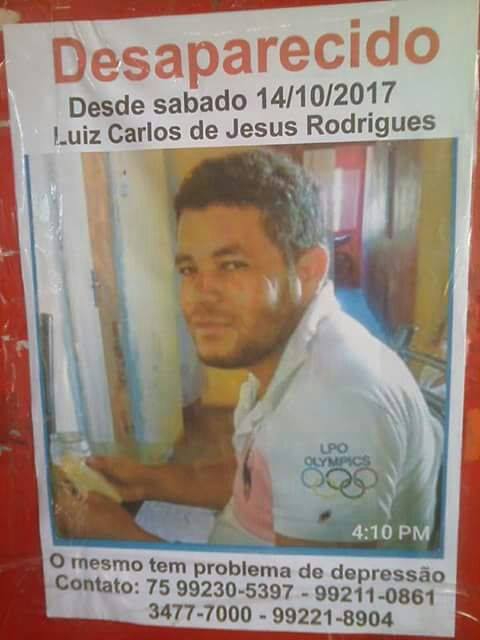 VÁRZEA DA EMA-BA: FAMÍLIA PROCURA POR JOVEM DESAPARECIDO; ELE SUMIU NA CIDADE DE CANUDOS-BA 