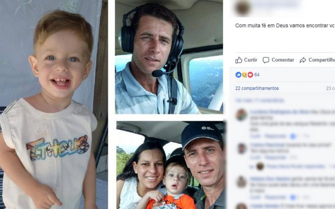 Avião com piloto, mulher e filho desaparece; FAB faz buscas