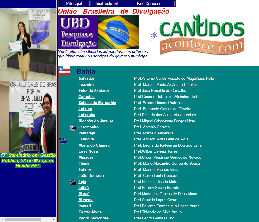 Prefeito de Canudos Genário Rabelo é premiado como um dos 100 Melhores Prefeitos do Brasil