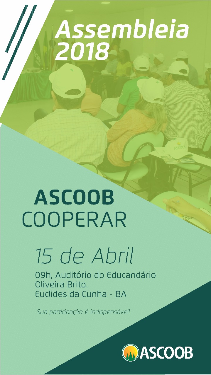 ASSEMBLEIA 2018 DA ASCOOB COOPERAR EM ABRIL