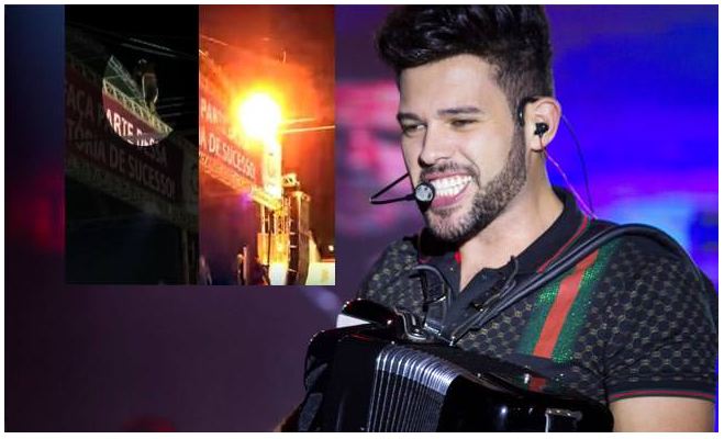 Cenas fortes: Homem sobe em palco do show de Ranniery Gomes e morre eletrocutado. VÍDEO
