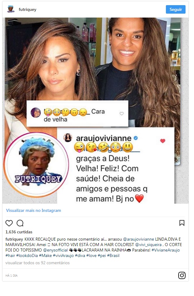 Viviane Araújo se revolta após ser chamada de “velha” na web e rebate