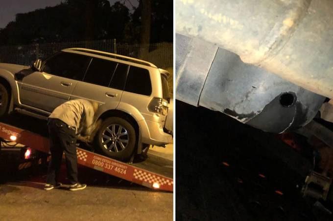 Ladrões furam tanque para roubar gasolina de carro