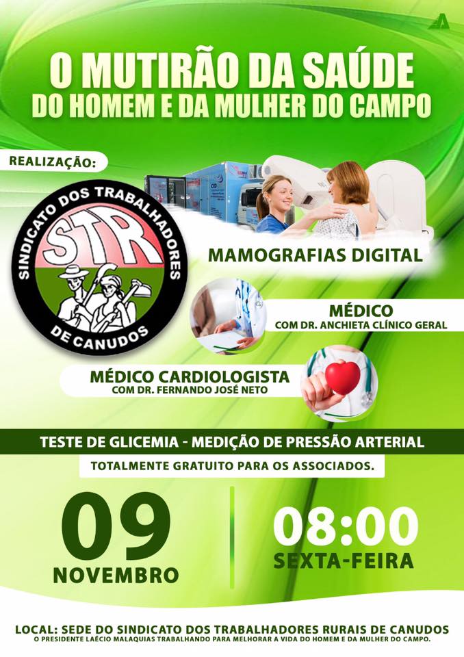 CANUDOS: MUTIRÃO DA SAÚDE DO HOMEM E DA MULHER DO CAMPO