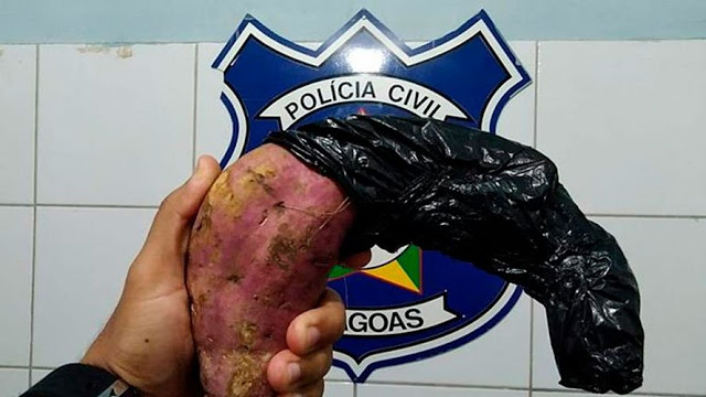 Homem tenta assaltar motociclista com uma batata-doce
