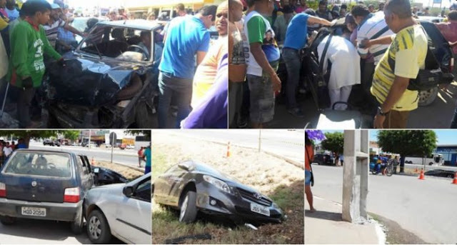 Euclides da Cunha: Tripla colisão na Avenida Renato Campos por pouco não termina em tragédia