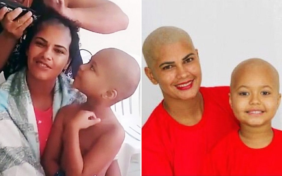 Mãe raspa a cabeça para apoiar filha com câncer na Bahia; veja vídeo