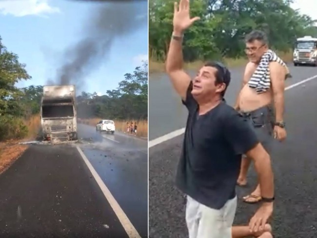 Caminhoneiro de Piúma pede por milagre ao ver veículo em chamas e minutos depois começa a chover