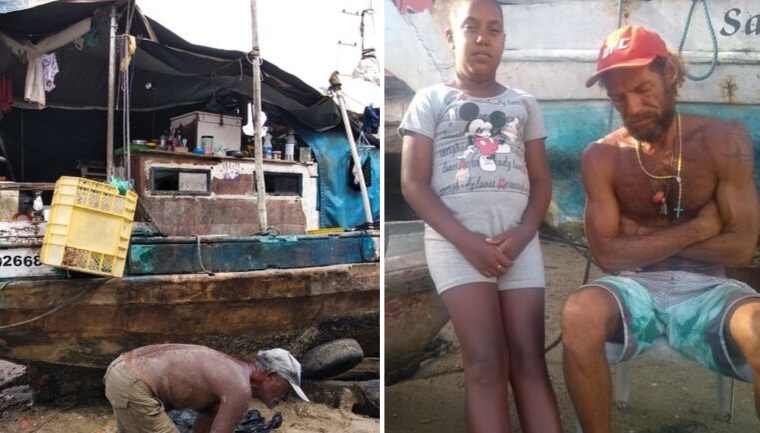 Família vive em barco abandonado na Bahia e comove internautas. “Chegamos a comer ração para cachorro”