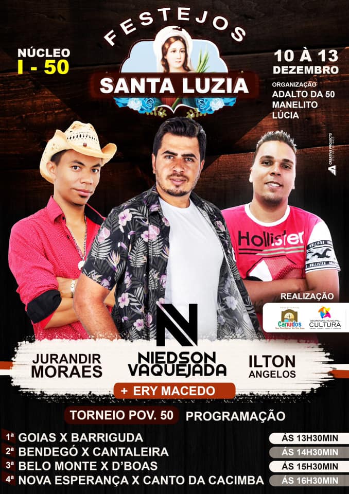 Prefeitura de Canudos convida toda a população para os Festejos de Santa Luiza