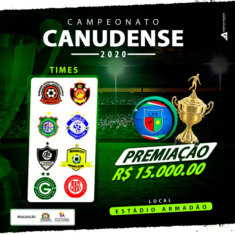 Como parte das comemorações dos 35 anos de Canudos, a prefeitura, através da secretaria municipal de esporte, vai iniciar no próximo sábado dia 29 o Campeonato Canudense de Futebol. 