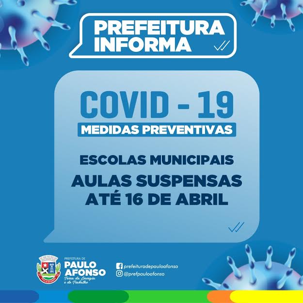 Paulo Afonso: Aulas da rede municipal são prorrogadas por mais 15 dias