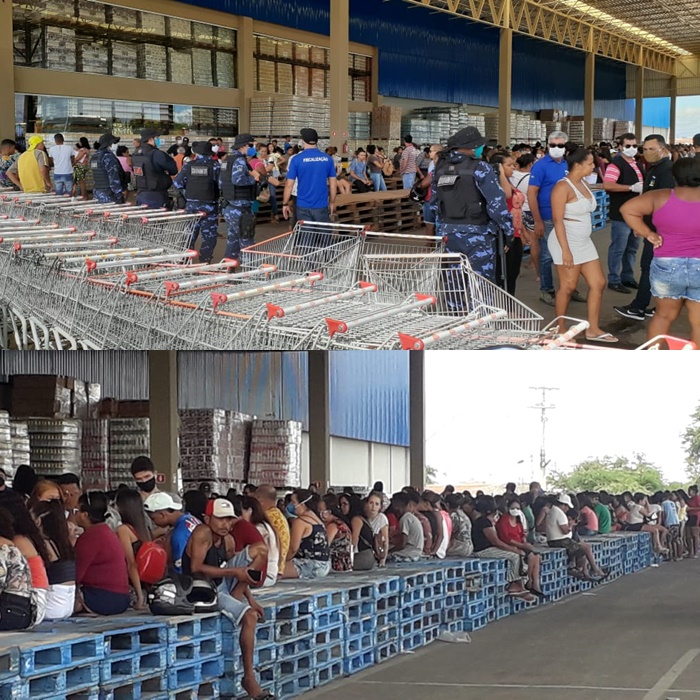 Vale-alimentação do governo do Estado leva multidão à supermercado em Juazeiro em total desrespeito