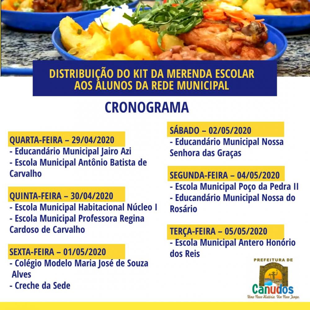 Distribuição do kit da merenda escolar aos alunos da rede municipal de Canudos