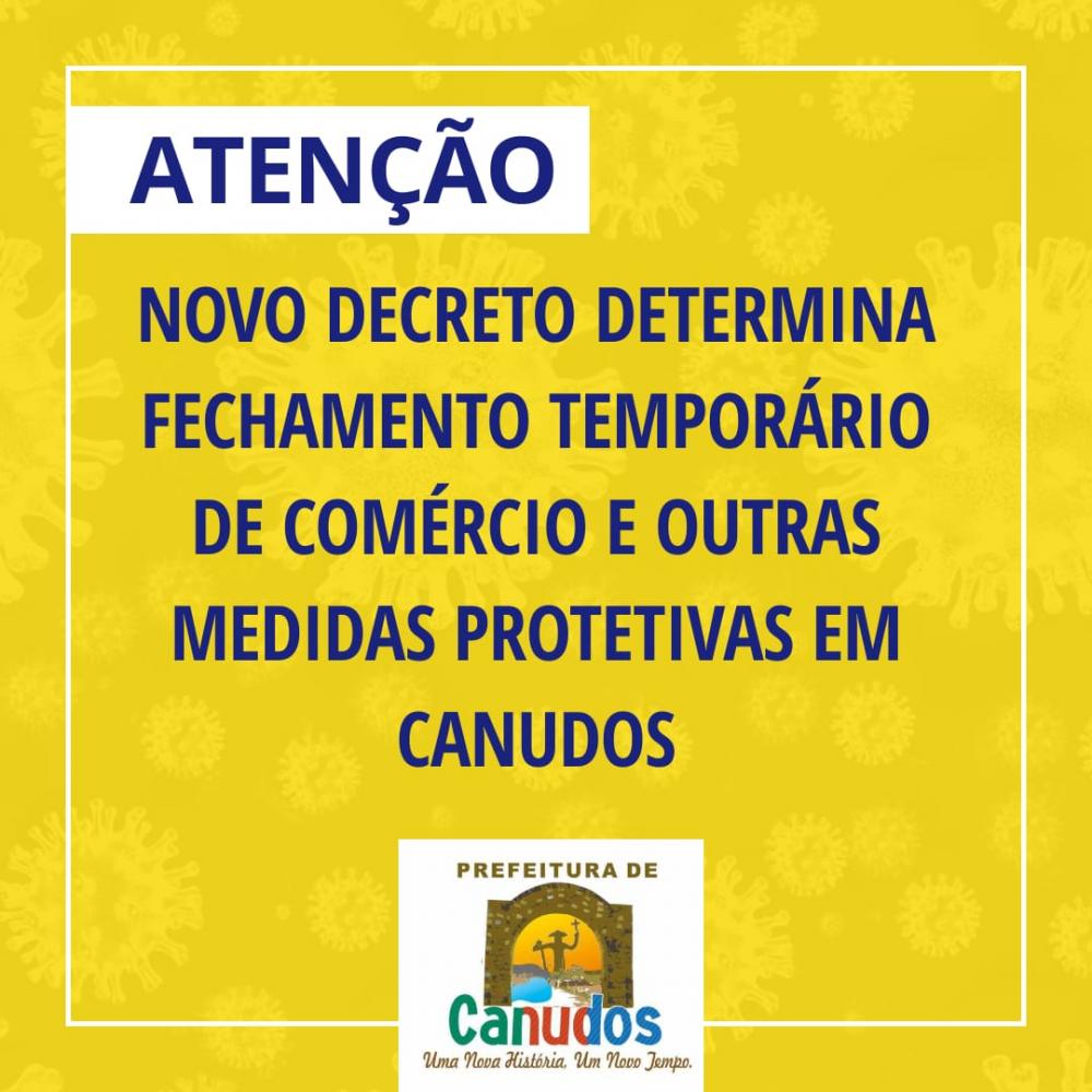  Prefeitura de Canudos decreta fechamento temporário do comércio