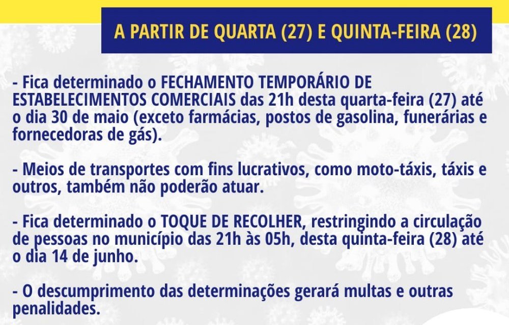 Prefeitura de Canudos determina Toque de recolher a partir das 21h 