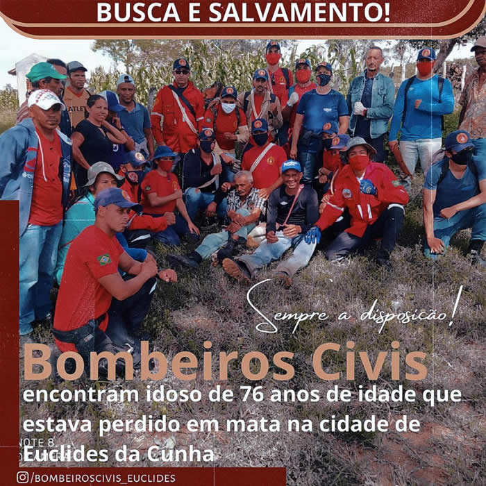 Euclides da Cunha-BA: Bombeiros civis encontram homem desaparecido há três dias na caatinga