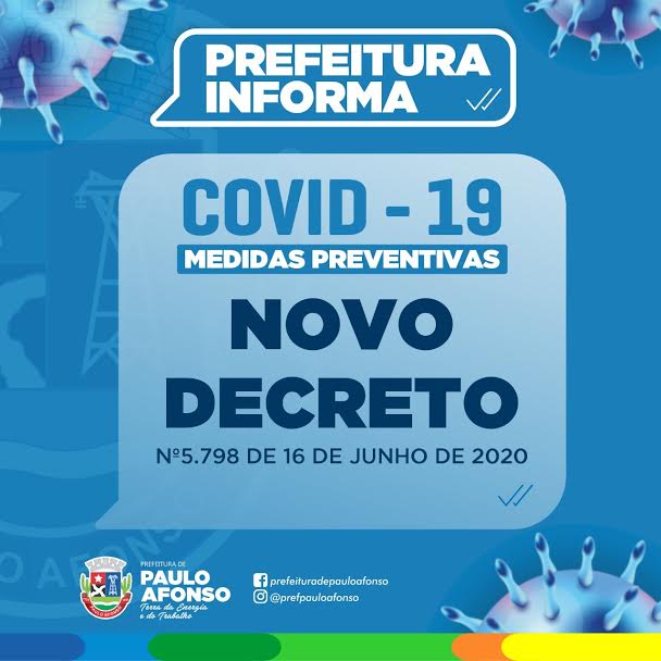 Decreto de situação de emergência é prorrogado em Paulo Afonso por causa da Covid-19