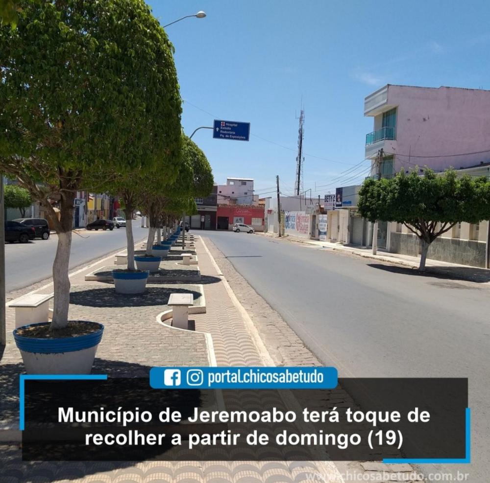 Município de Jeremoabo terá toque de recolher a partir de Domingo(19).