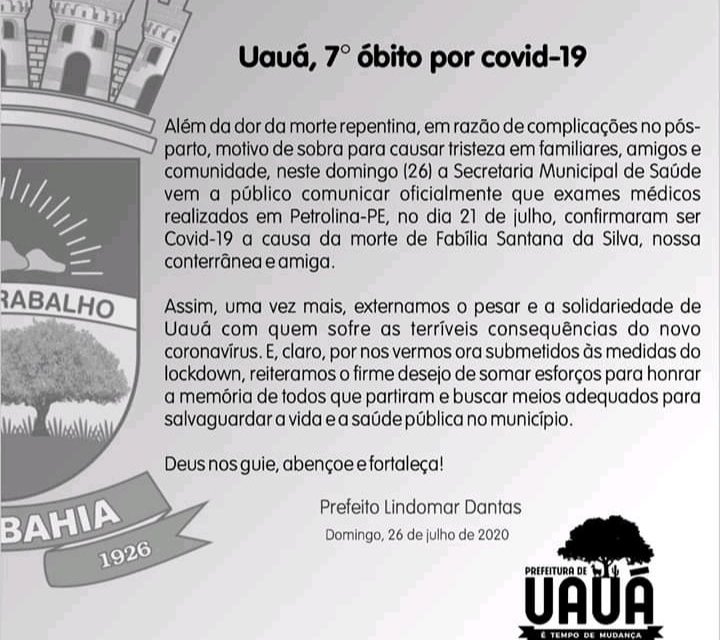 Uauá confirma 7 mortes por coronavirus (covid-19).