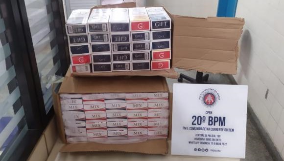 Cigarros contrabandeados do Paraguai são apreendidos pela Polícia Militar em Paulo Afonso