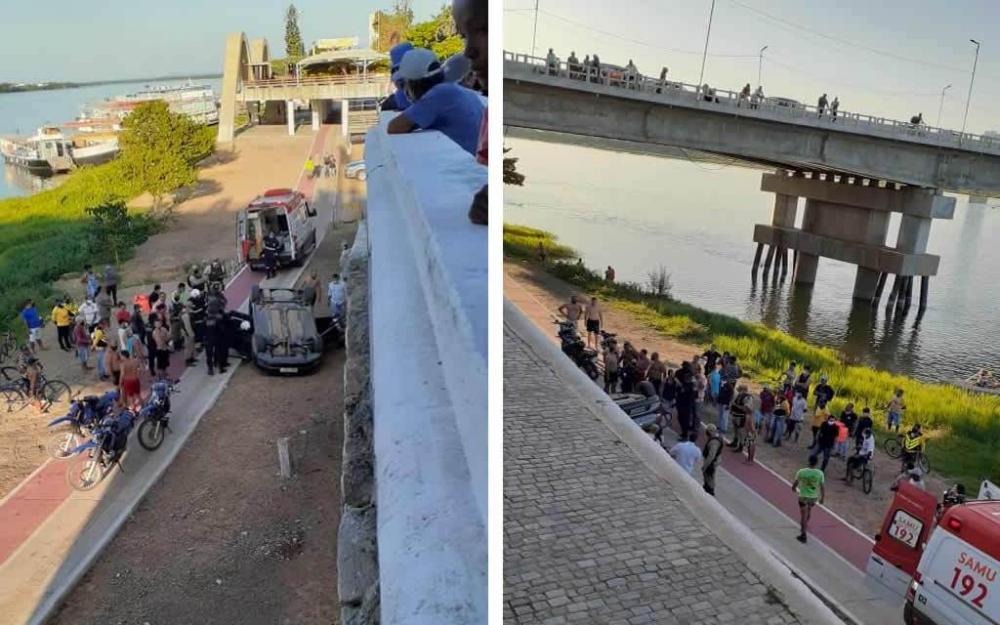 Homem cai com veículo em rampa na orla em Juazeiro / BA.
