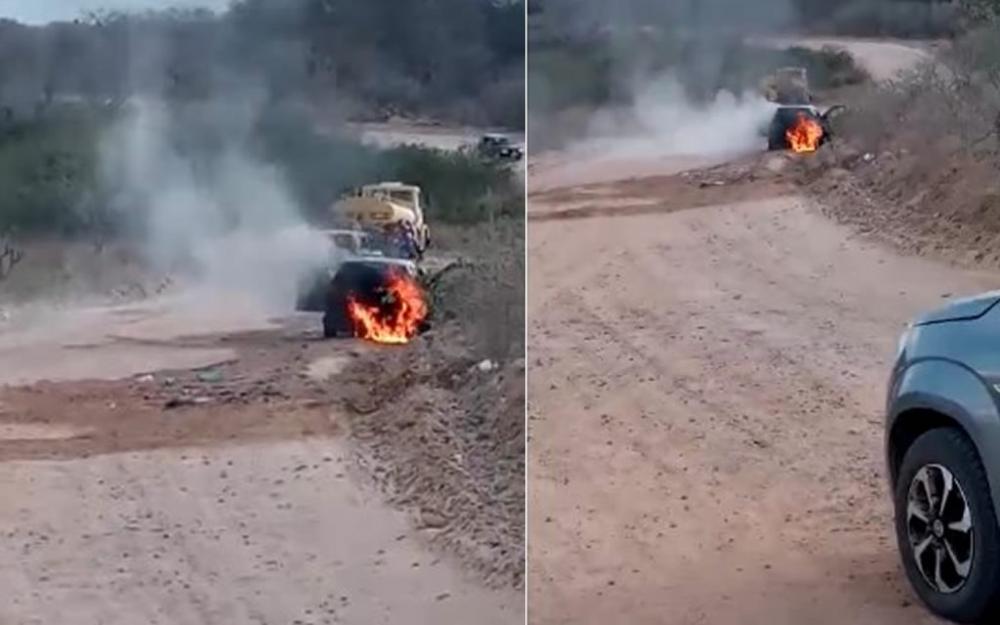 Veículo pega fogo na zona rural de Uauá/BA
