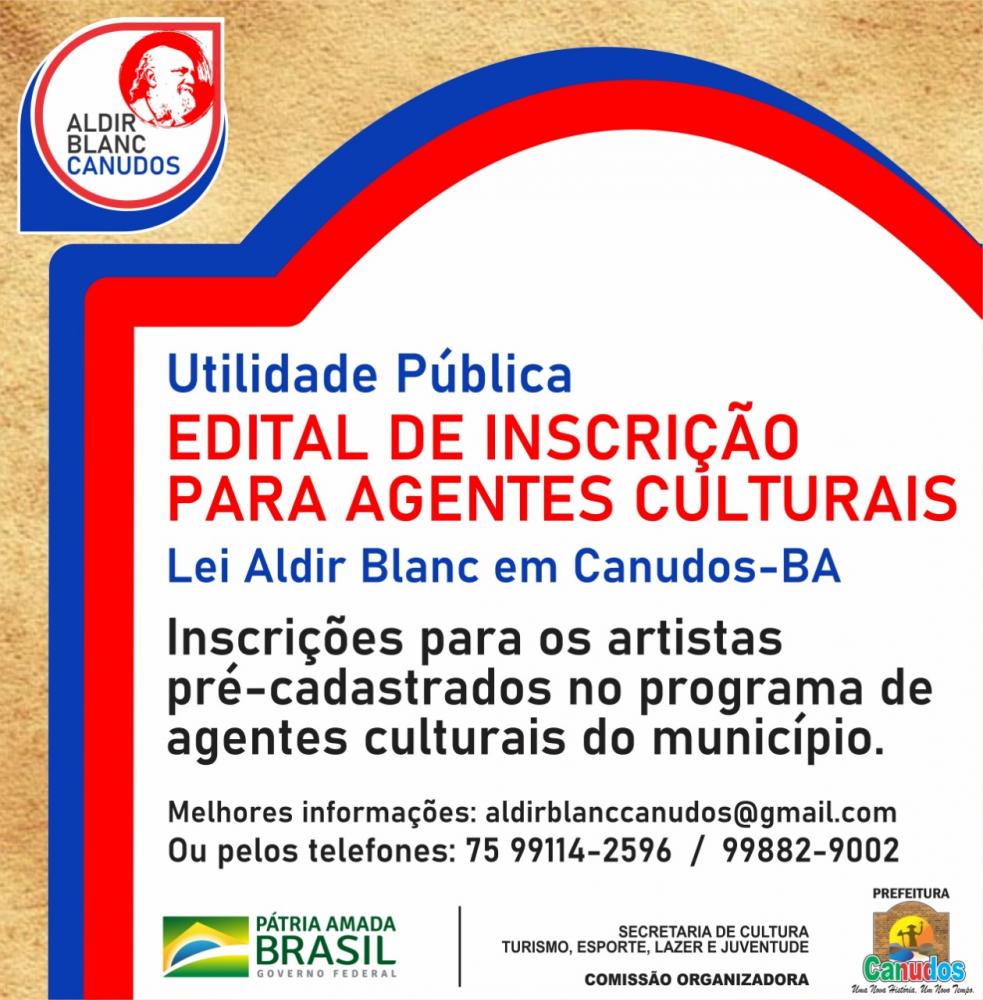 CHAMADA PÚBLICA, LEI ALDIR BLANC CANUDOS