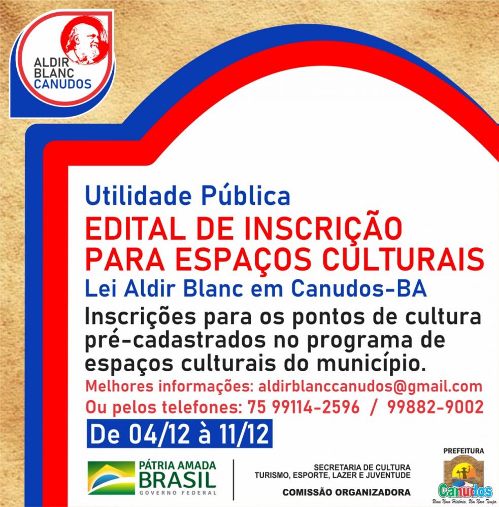 2ª CHAMADA PÚBLICA, LEI ALDIR BLANC CANUDOS