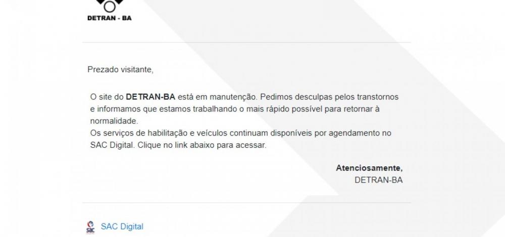 Site do Detran-BA completa 24h fora do ar após ataque de hackers