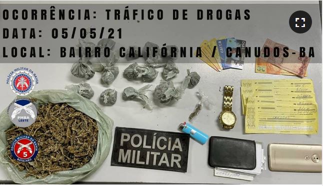 Polícia apreende homem com 16 petecas de maconha no bairro califórnia, em canudos