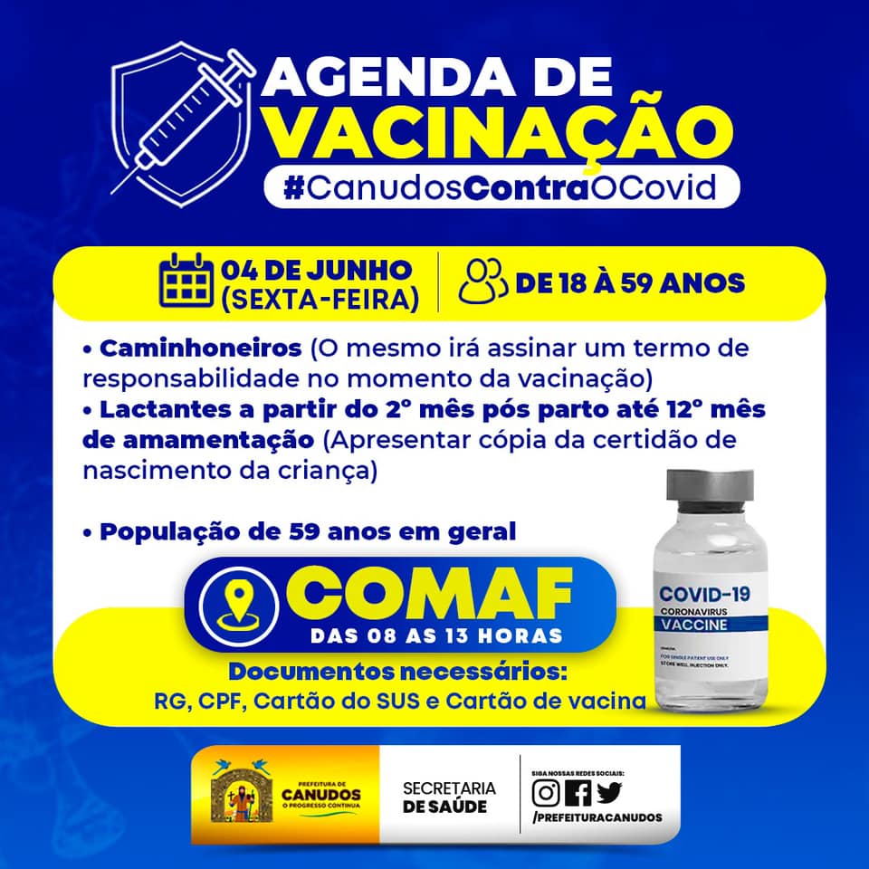 Agenda de vacinação em Canudos 
