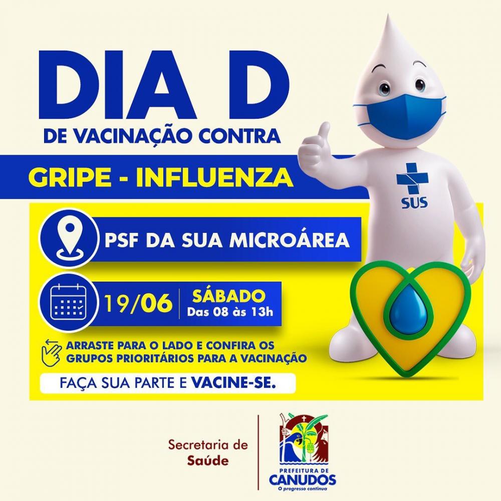 Canudos: Hoje (19) tem vacinação contra a gripe influenza
