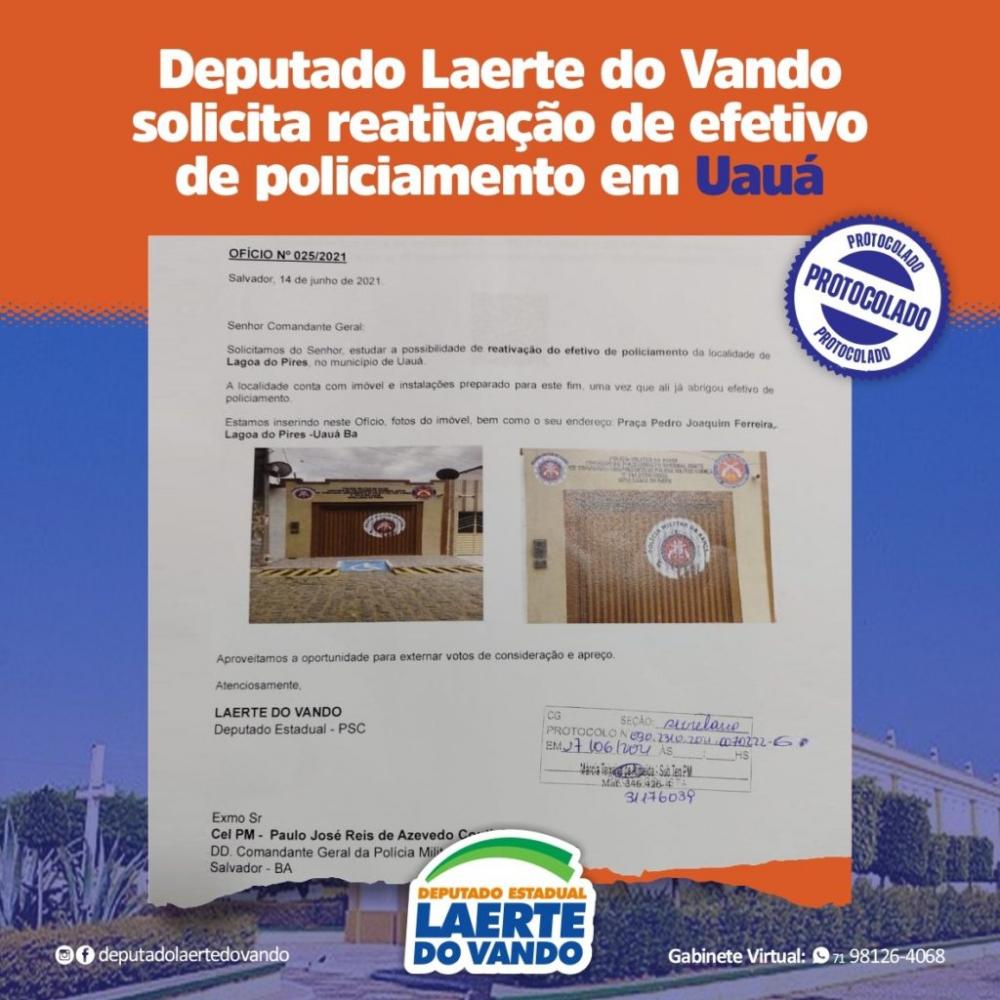 Deputado pede reativação de companhia da PM em Uauá.